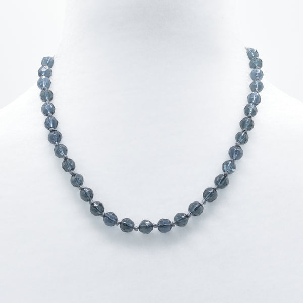 artisan hand crafted short necklace with 3 cotton cords braided and embellished with crystals and beads