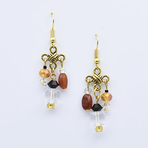 artisan hand crafted drop earrings embellished with crystals and beads