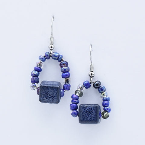 artisan hand crafted drop earrings embellished with crystals and beads
